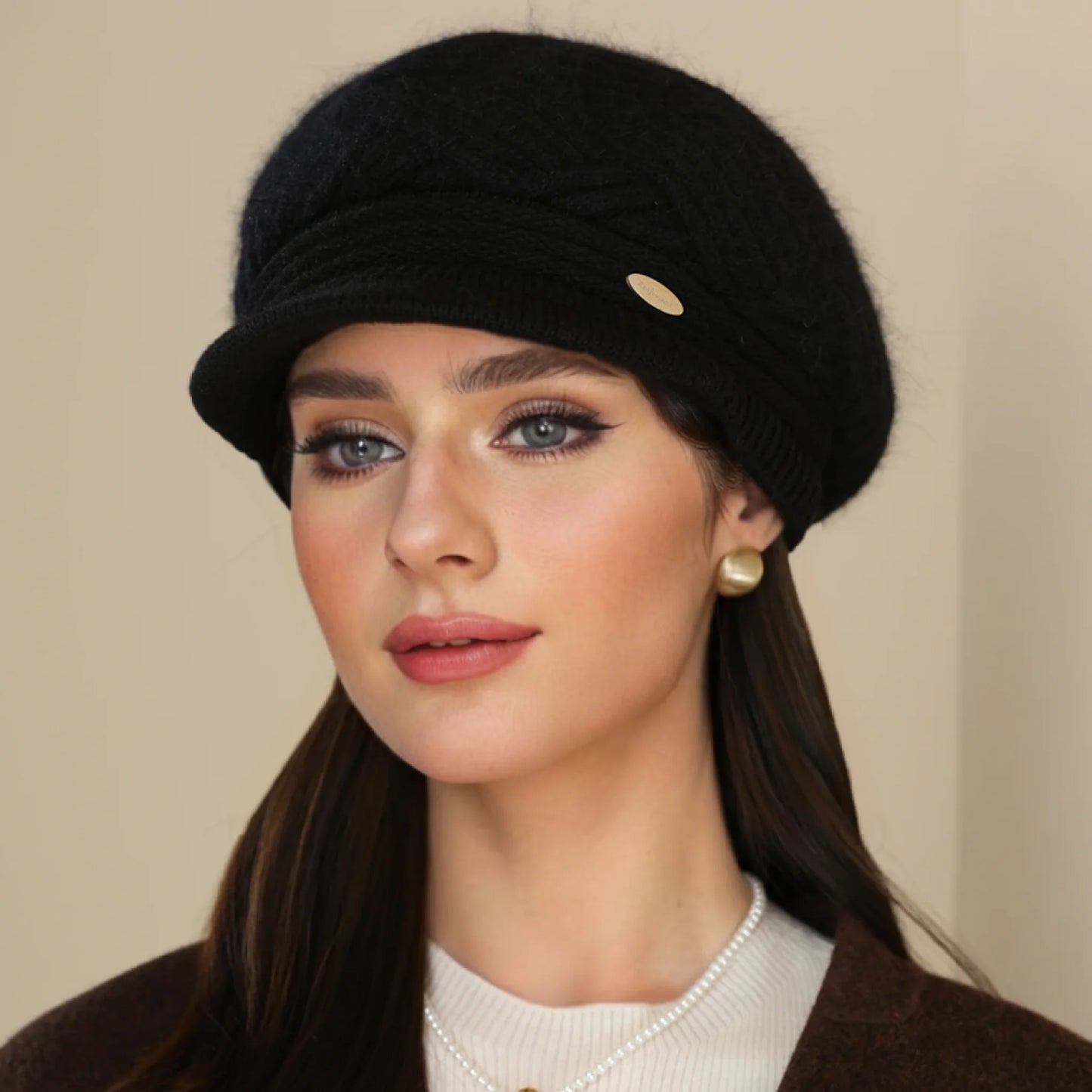 Rabbit Fur Blend Beanie – Casual Streetwear Winter Cap