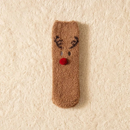 Cute Santa & Elk Socks – Thick Cozy Floor & Sleep Socks