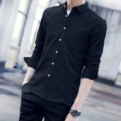 Men’s 100% cotton plaid shirt, stylish slim design for office or casual