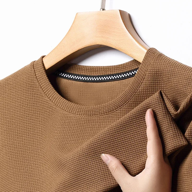 Men’s summer waffle round-neck T-shirt
