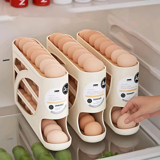 Space-saving egg storage box for organized kitchen and refrigerator