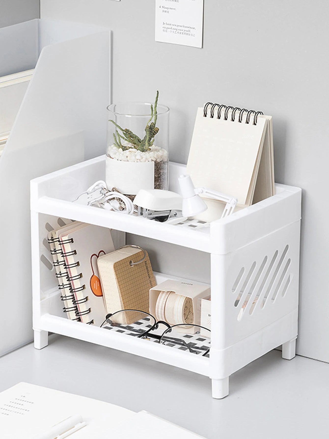 PP rectangular storage rack—perfect for stationery and student desks