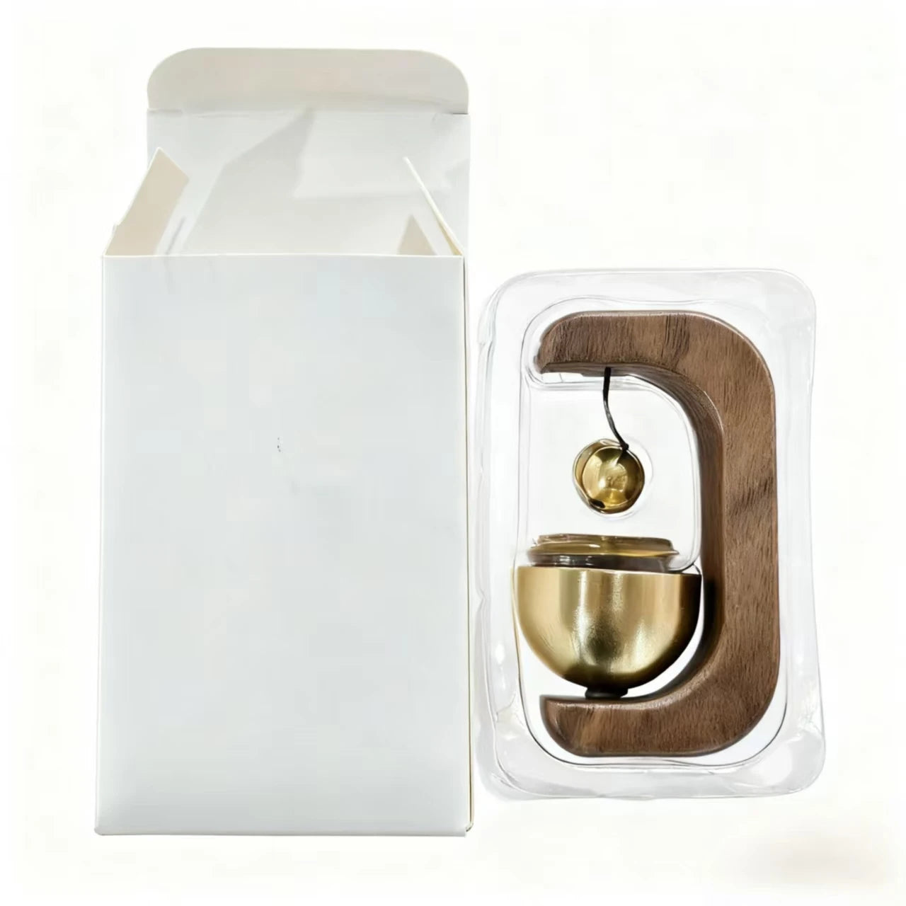 Magnetic wood wind-bell with copper chime
