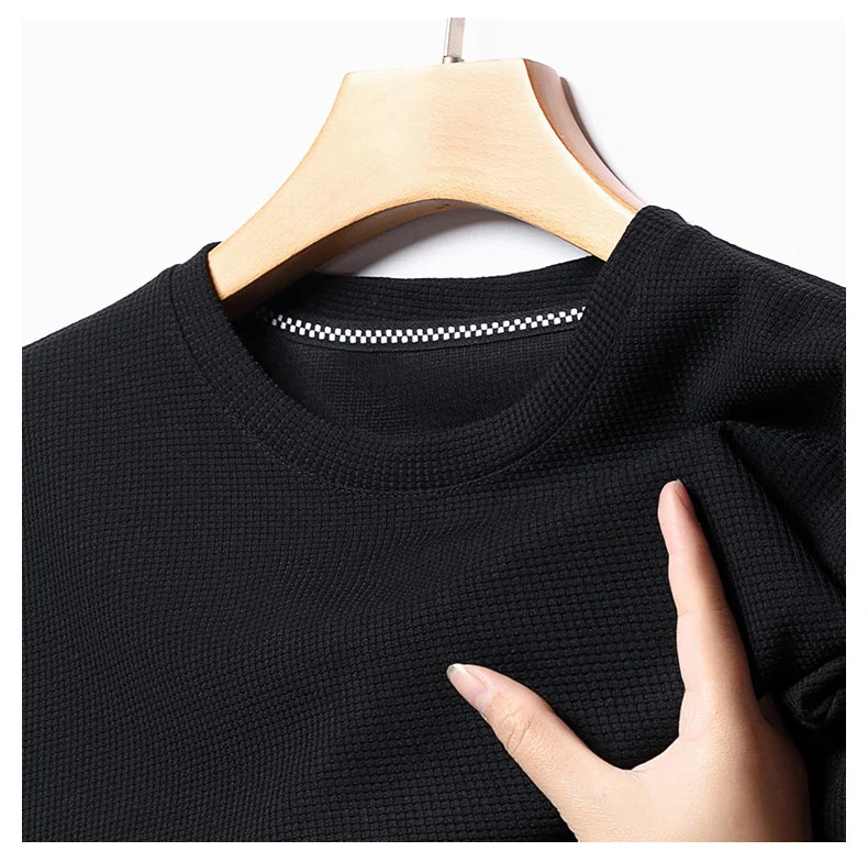 Men’s summer waffle round-neck T-shirt
