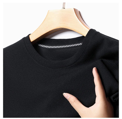 Men’s summer waffle round-neck T-shirt