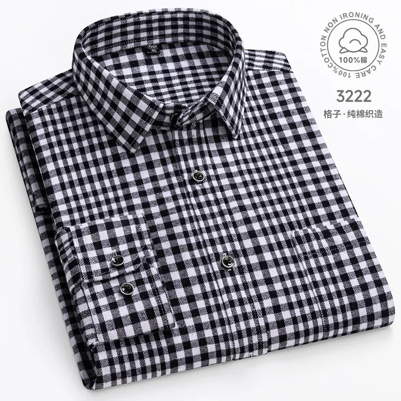 Ultra-soft 100% cotton flannel shirt, up to 11XL, cozy and stylish