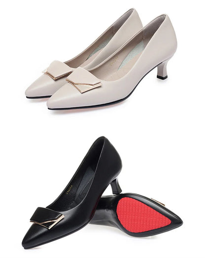 Elegant Women’s Single Shoes – Trendy Leather High Heels