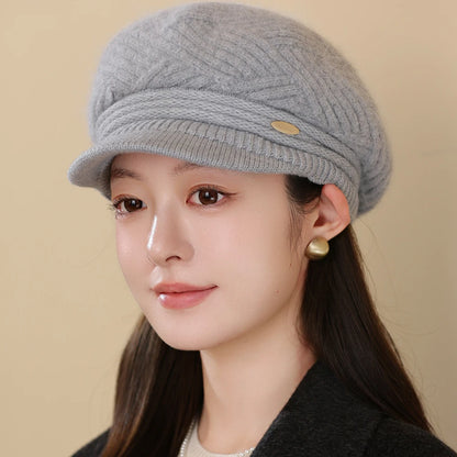 Rabbit Fur Blend Beanie – Casual Streetwear Winter Cap