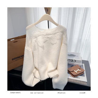Women’s Korean lazy lace splicing sweater