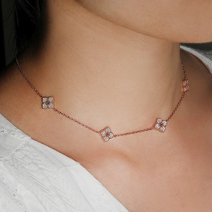 Floral Moissanite Choker – 925 Silver, Elegant Neck Chain