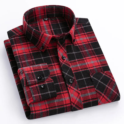 Big-size 8XL flannel shirt, soft 100% cotton, classic plaid