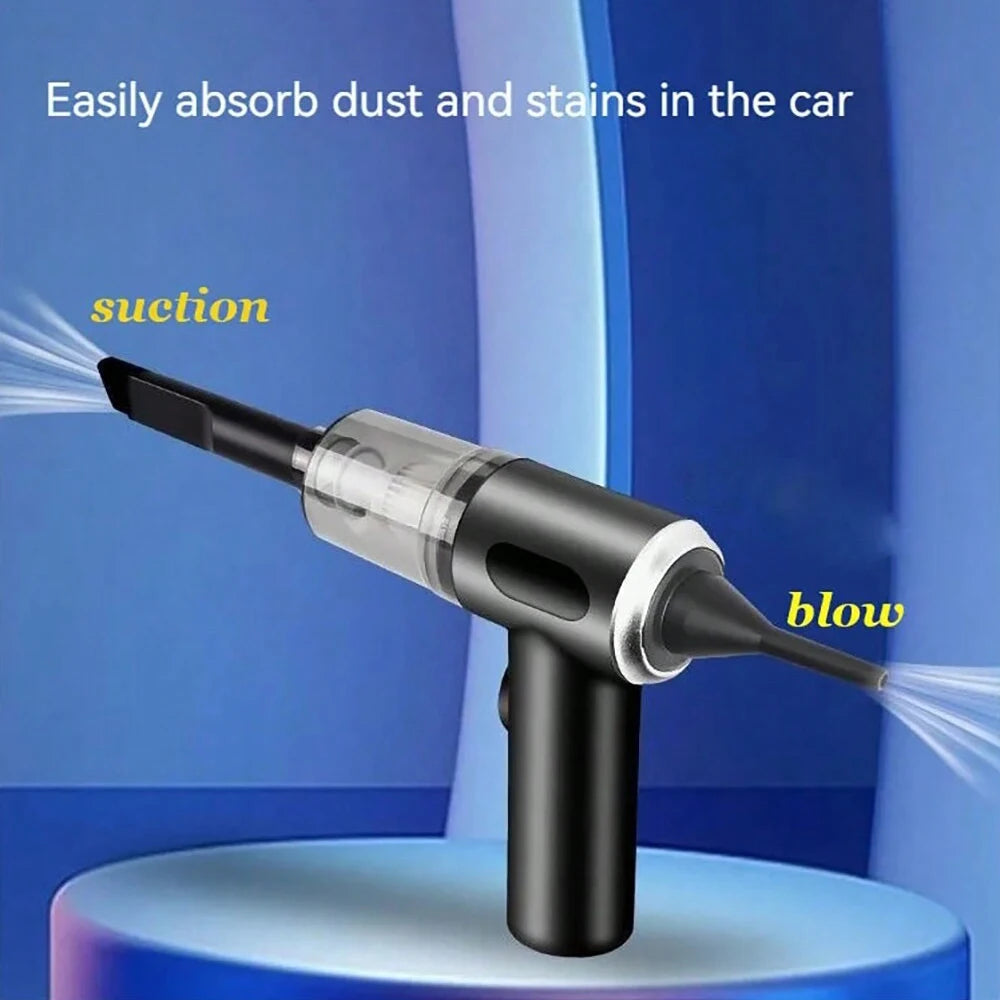Compact handheld vacuum with suction, blow, and brush functions