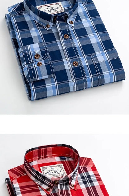 Premium cotton plaid shirt for men—clean, trendy, and comfortable