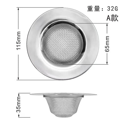 Durable stainless steel drain filter with fine mesh design; fits most sink drain holes