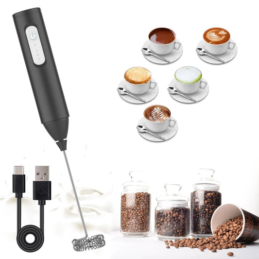 Portable milk frother and eggbeater with rechargeable design