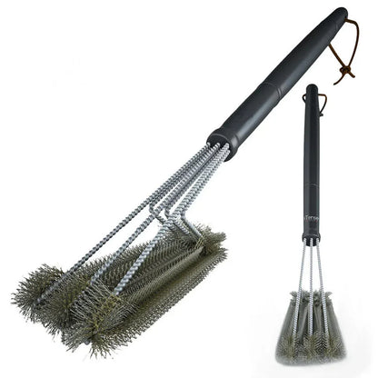 BBQ grill cleaning brush with stainless steel bristles