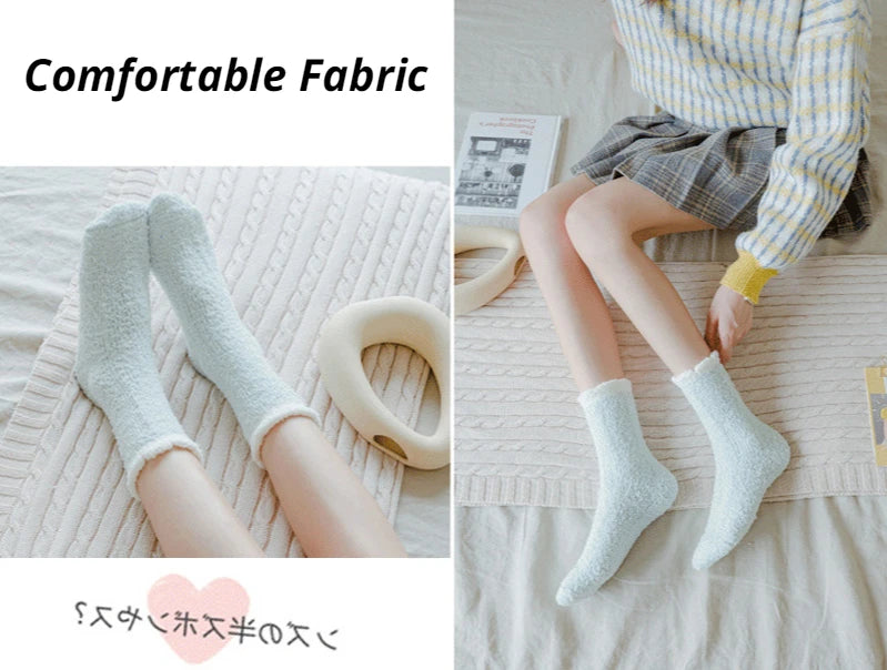 4 Pairs Women’s Fuzzy Socks – Warm, Thick & Soft