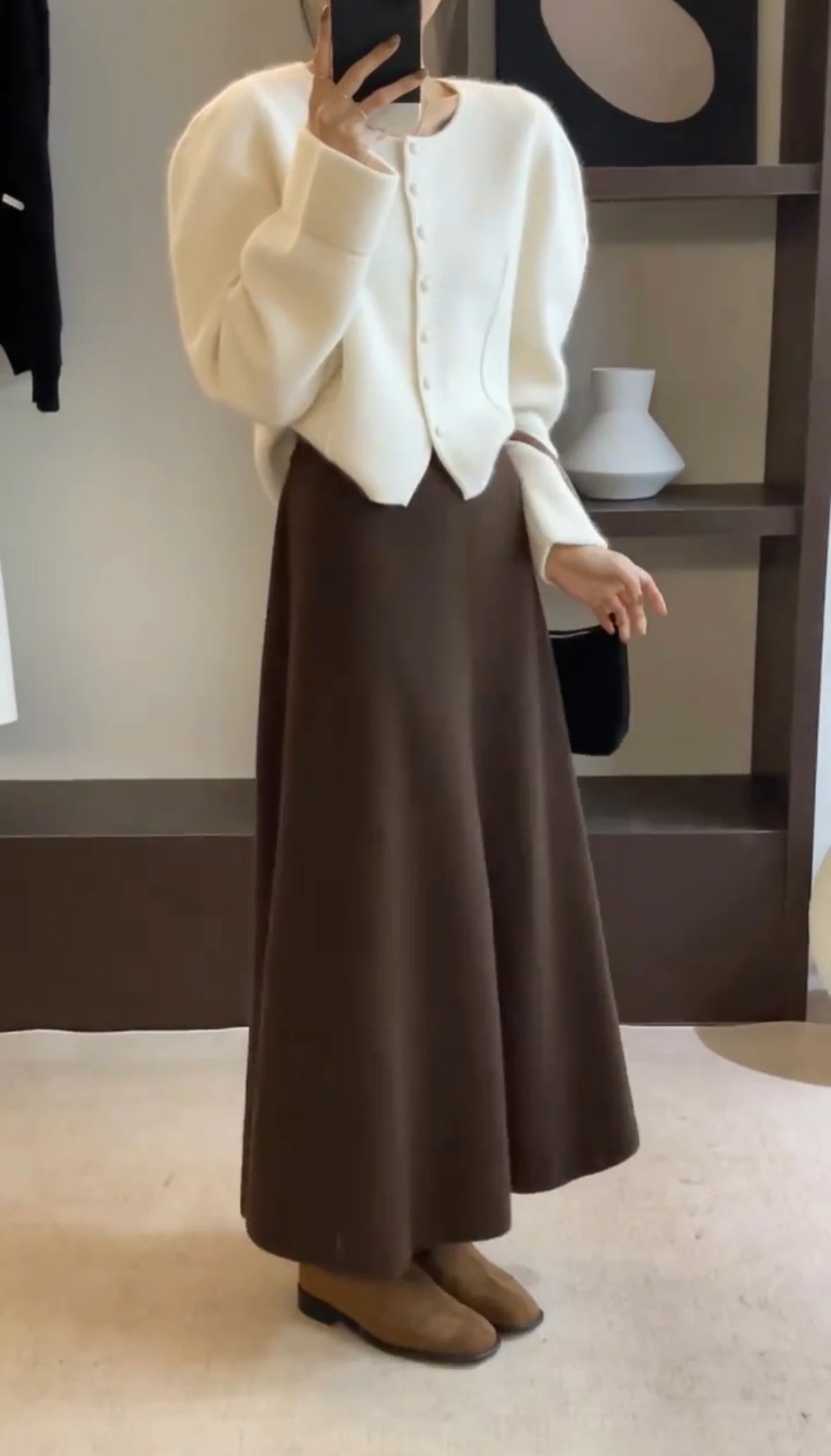 Women’s Korean-style pure wool swing skirt