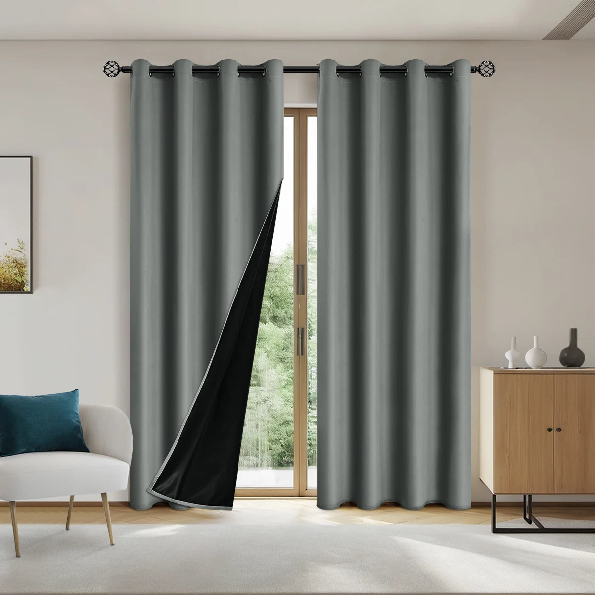 Privacy Drapes for Bedroom, Living Room,100% Blackout Curtains with Grommets.