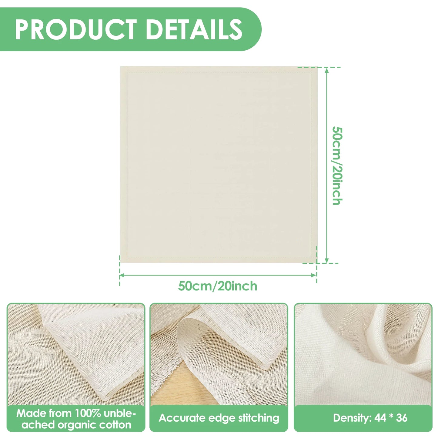Unbleached cotton cheesecloth for straining and cooking