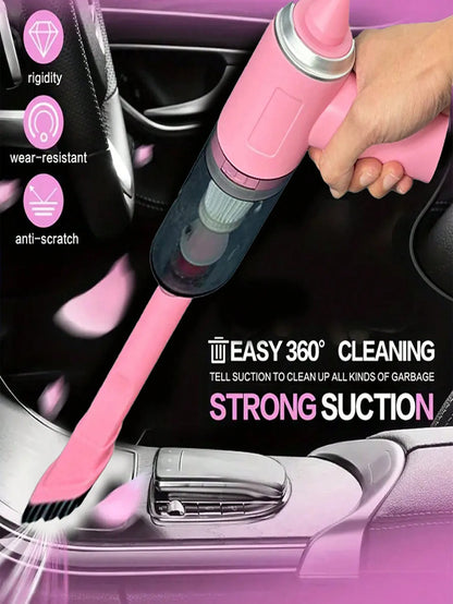 Compact handheld vacuum with suction, blow, and brush functions