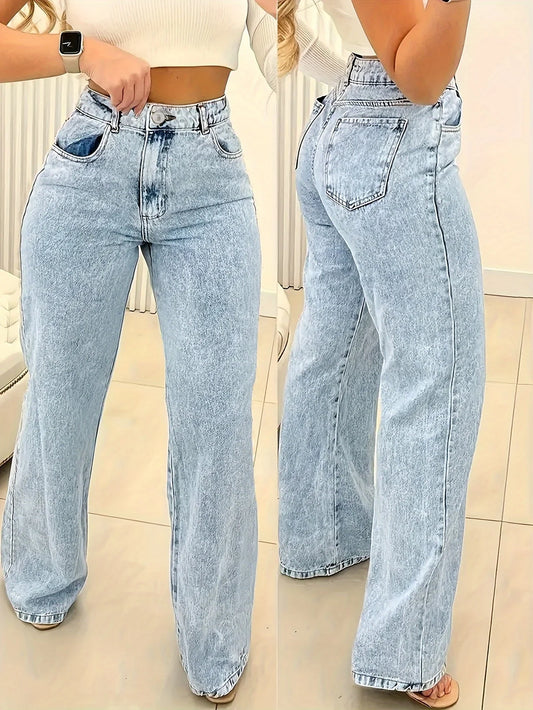 Women’s Y2K high-waist straight denim trousers
