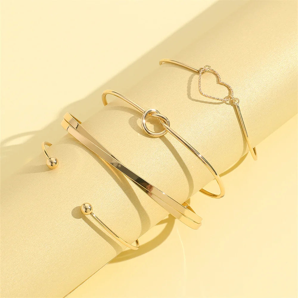 4PCS Stainless Steel Bracelets – Woven Twist Bangles