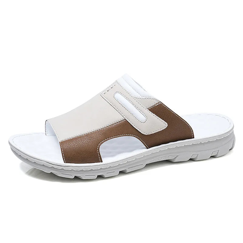 Lightweight comfortable leather outdoor slippers