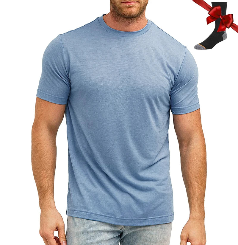 Men’s 100% superfine merino wool base-layer T-shirt