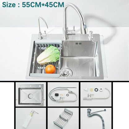 Multifunctional Kitchen Waterfall Sink – Large Single Basin, 304 Stainless Steel