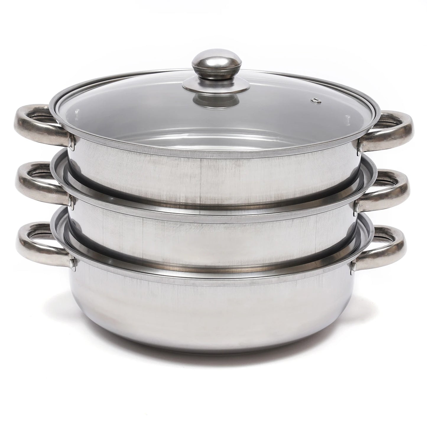 28cm 3-tier stainless steel food steamer for vegetables and large pots