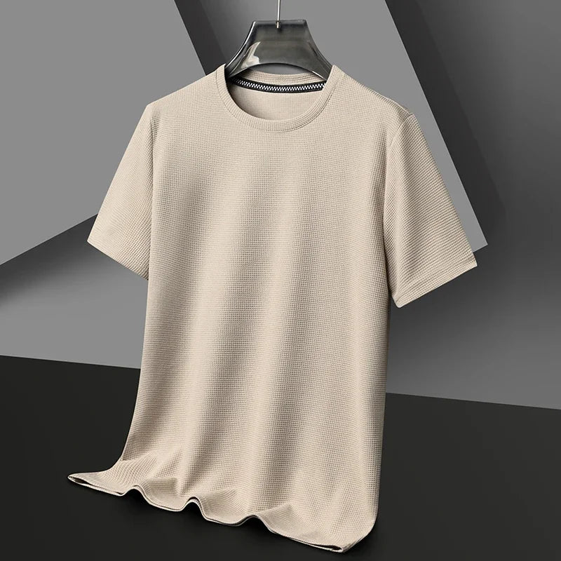 Men’s summer waffle round-neck T-shirt