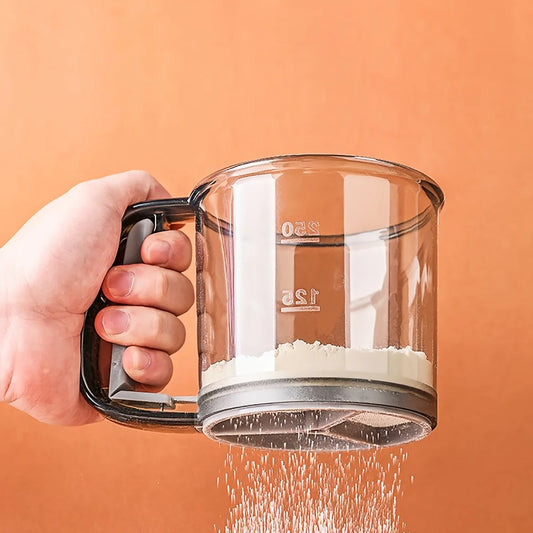 Handheld double-decker flour sifter for baking