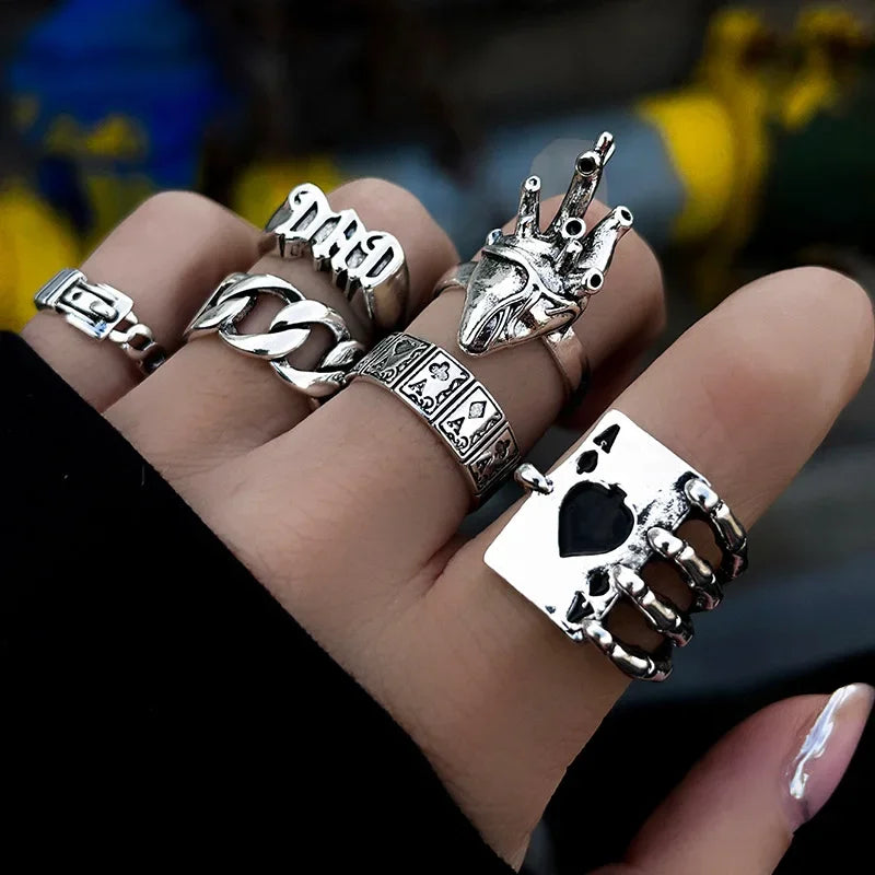 Chic Geometric Ring Set – 11PCS Trendy Party Jewelry