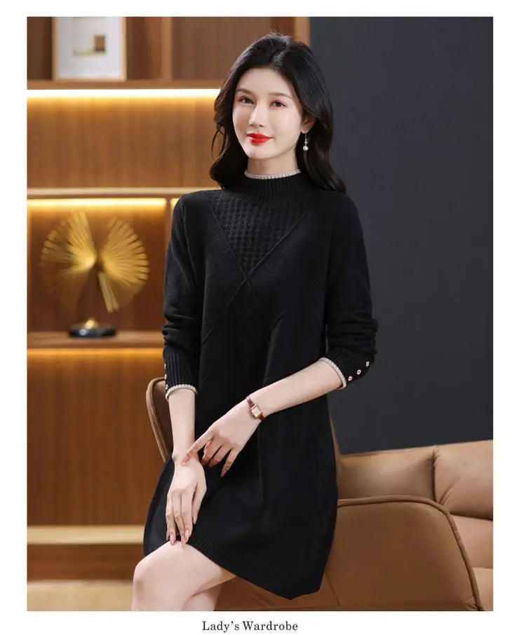 Women’s long-sleeve turtleneck knit sweater