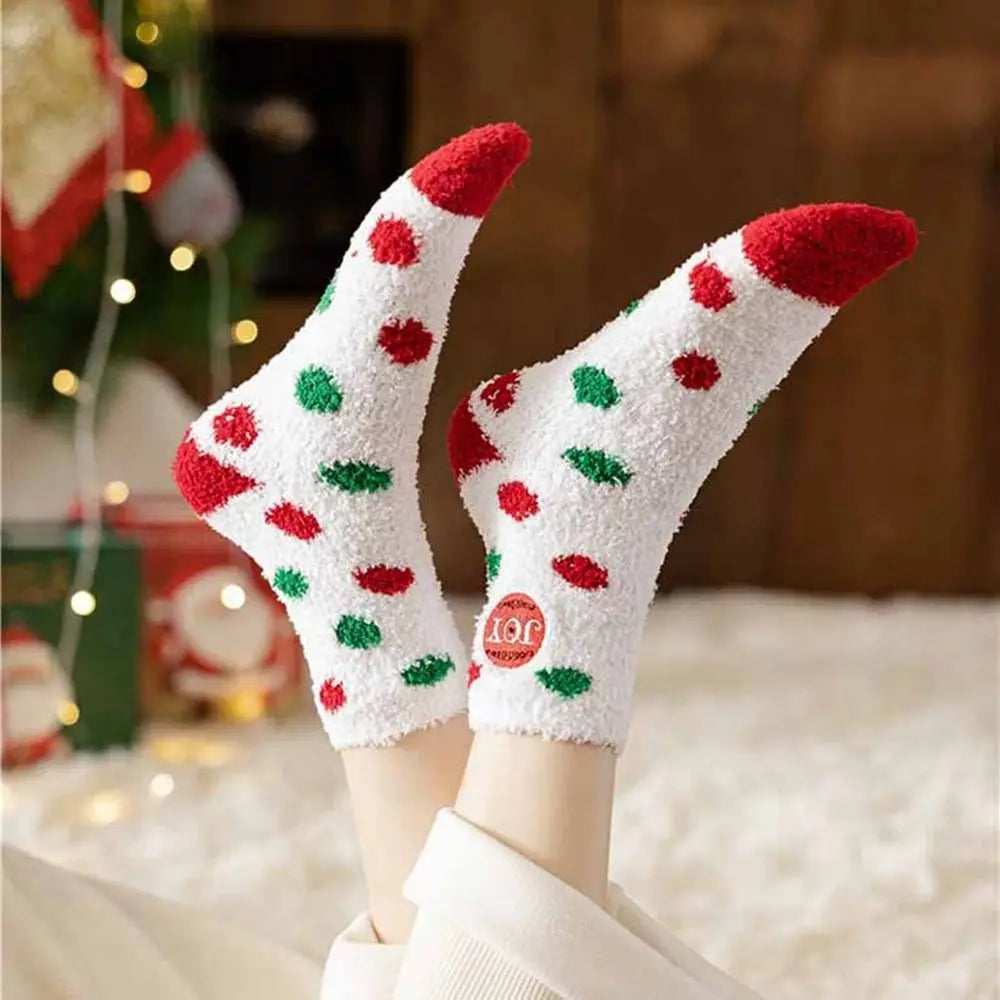 Cute Santa & Elk Socks – Thick Cozy Floor & Sleep Socks