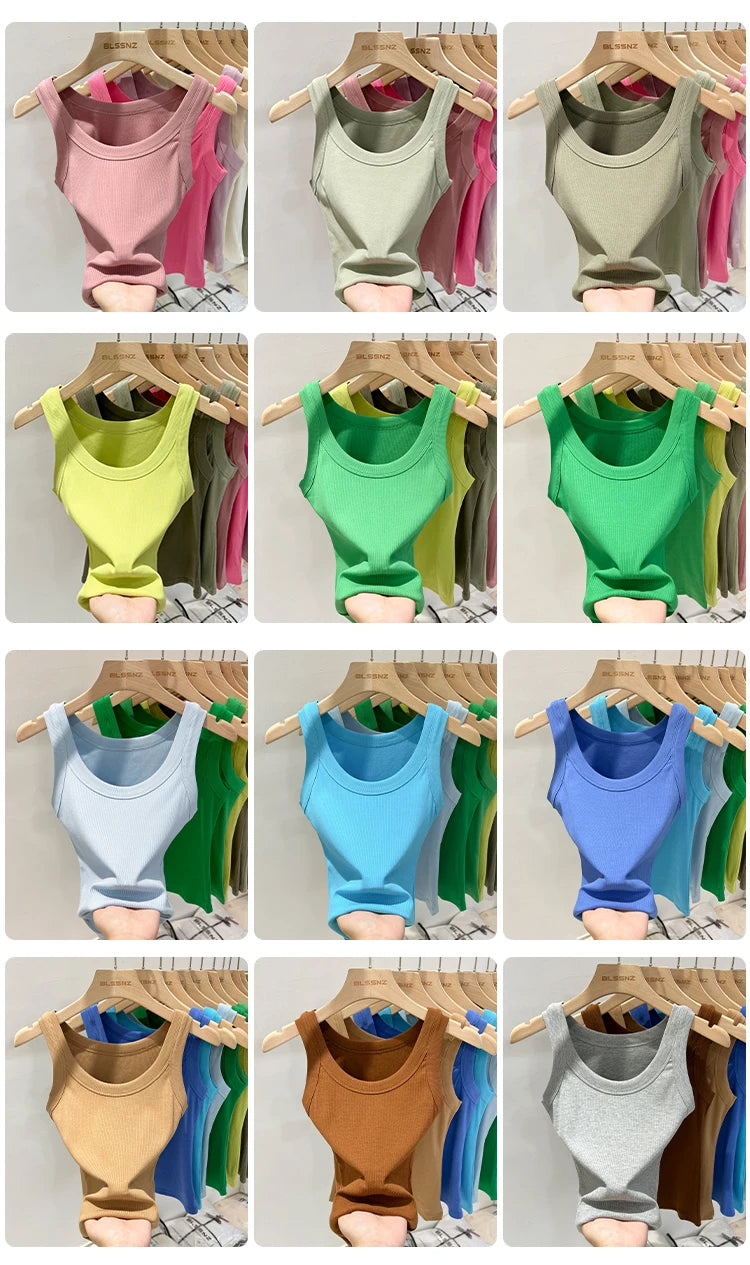 Women’s solid round-neck ribbed tank top