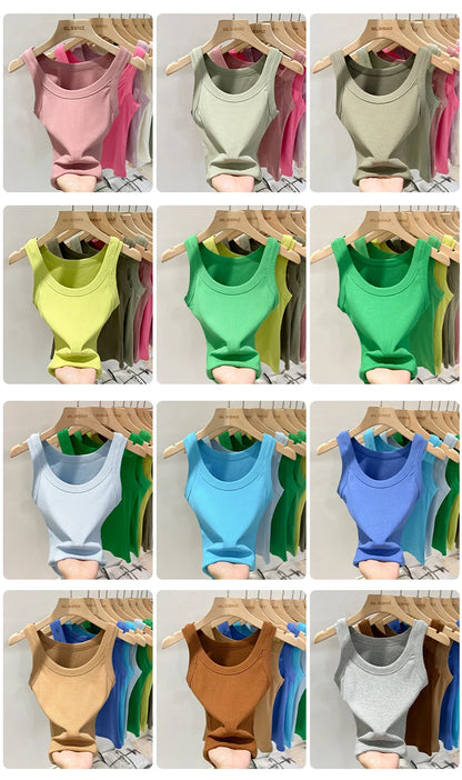 Women’s solid round-neck ribbed tank top