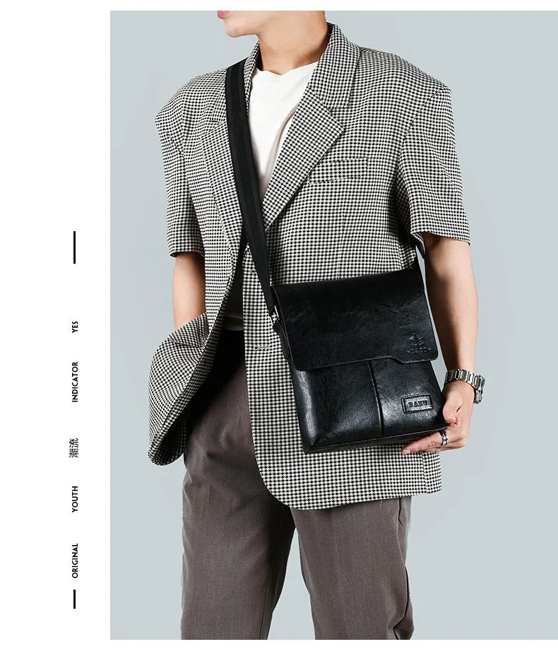 Durable premium leather side bag for men