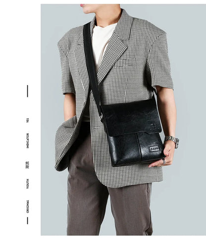 Durable premium leather side bag for men