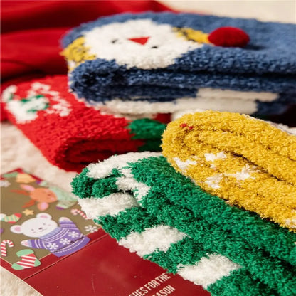 Cute Santa & Elk Socks – Thick Cozy Floor & Sleep Socks