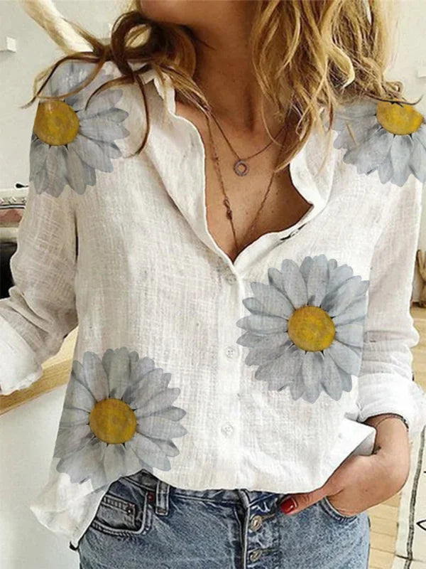 Women’s vintage cotton linen long-sleeve blouse