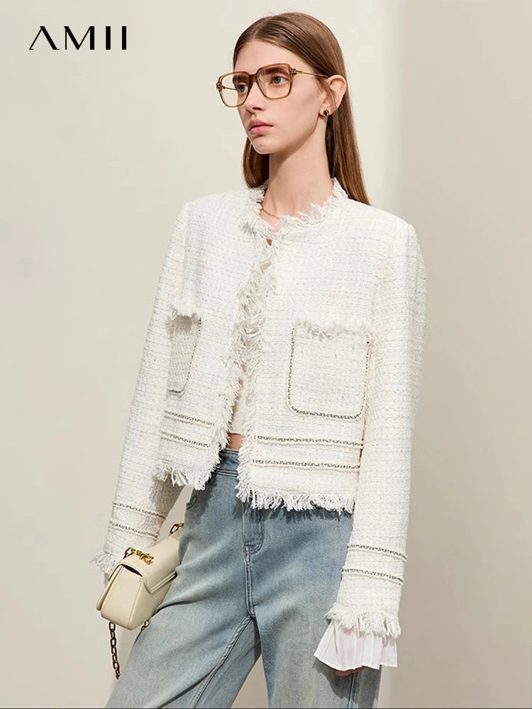 Women’s AMII minimalism chambray tweed short jacket