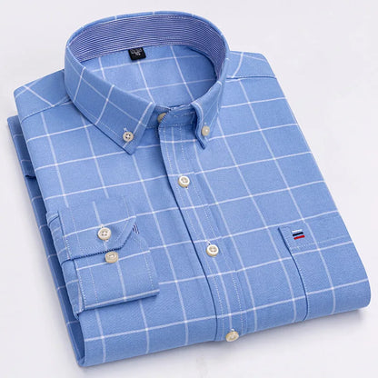 Smart casual cotton shirt with long sleeves, perfect for office or daily wear