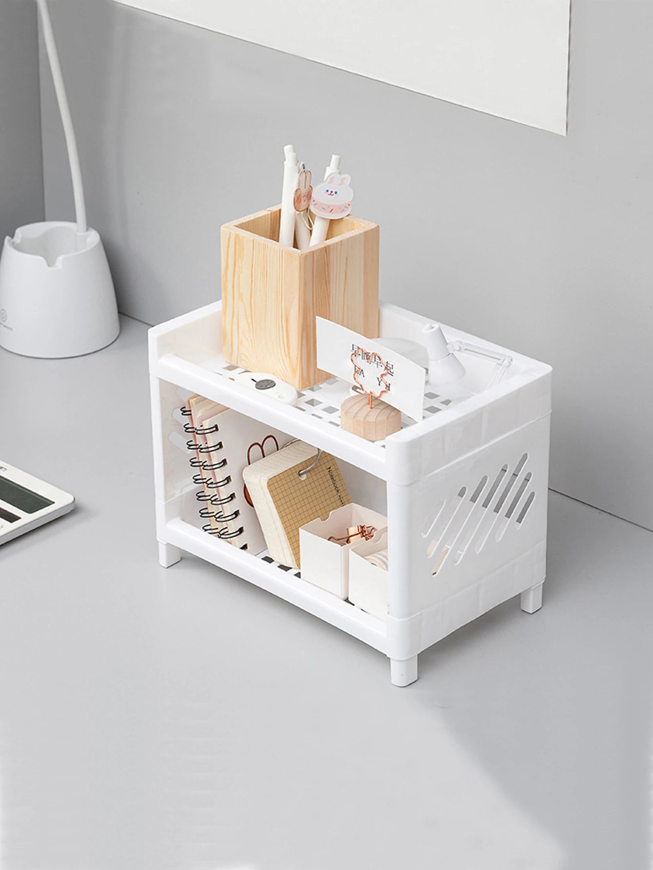 PP rectangular storage rack—perfect for stationery and student desks