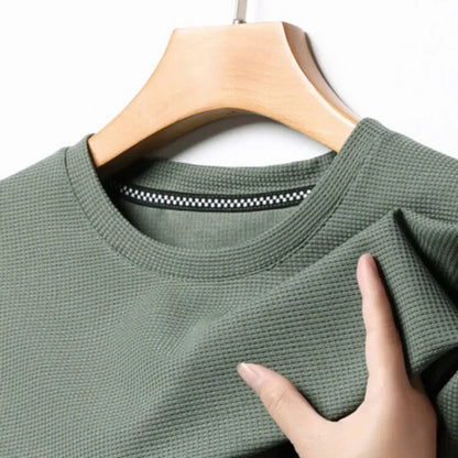 Men’s summer waffle round-neck T-shirt