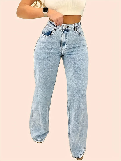 Women’s Y2K high-waist straight denim trousers