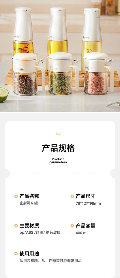 Durable glass seasoning containers with airtight lids for freshness