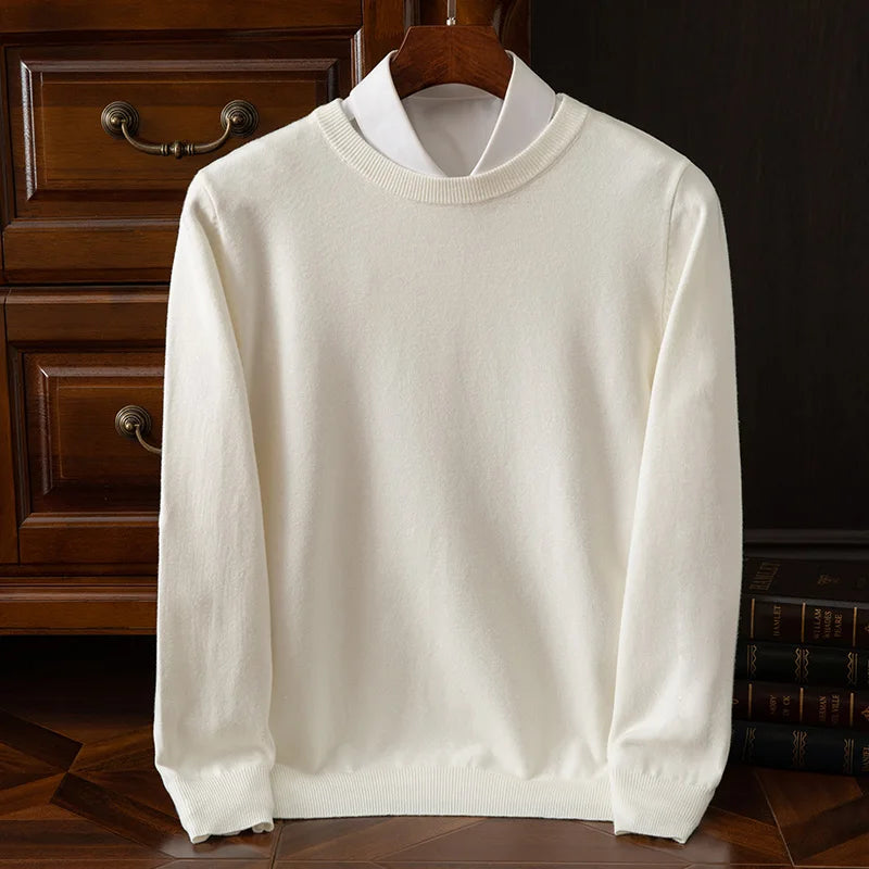 Men’s O-neck merino wool sweater for autumn & winter