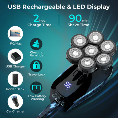 5-in-1 electric shaver with 7D floating head—smooth and easy